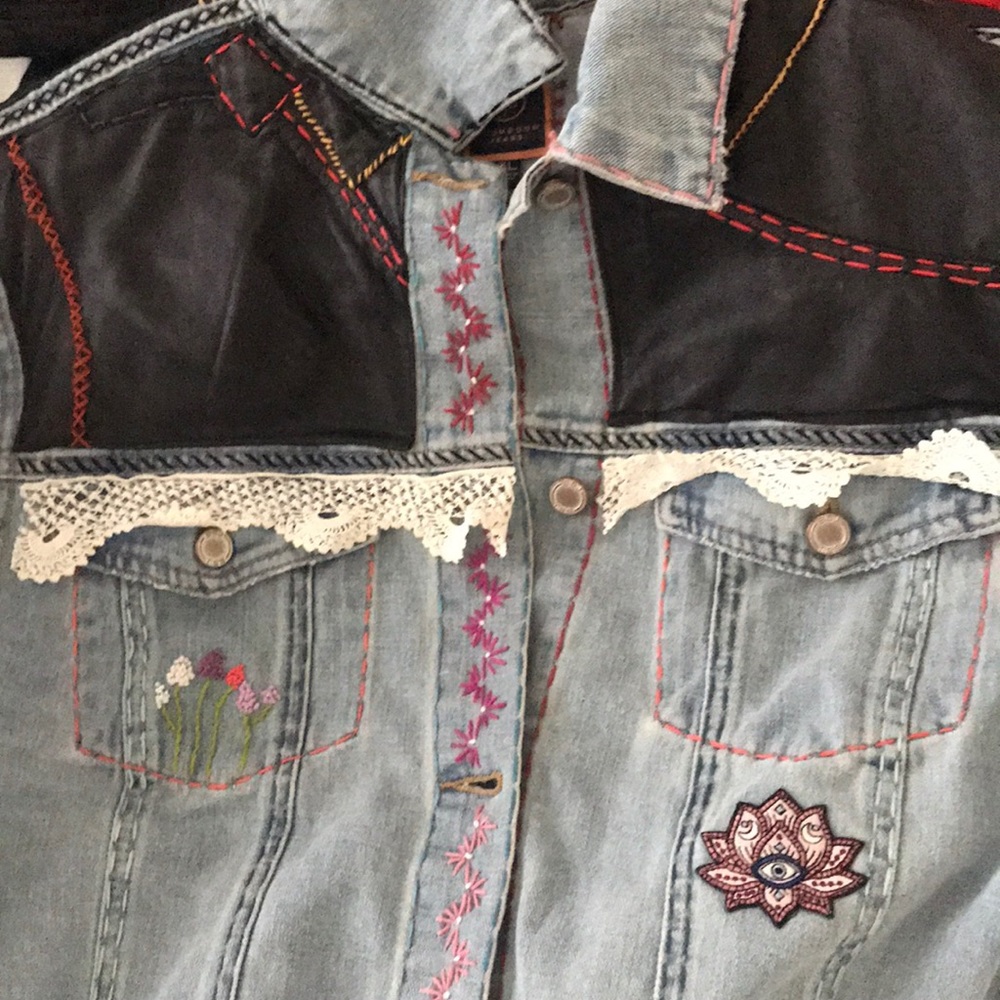 Hand Embroidered Jean Jacket - Picture 5 of 8